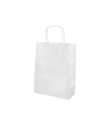 Bolsa papel q connect celulosa blanco m con asa retorcida 270x370x12 mm