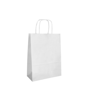 Bolsa papel q connect celulosa blanco m con asa retorcida 270x370x12 mm