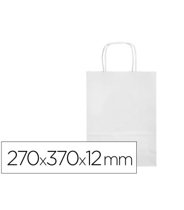 Bolsa papel q connect celulosa blanco m con asa retorcida 270x370x12 mm