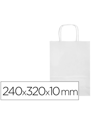 Bolsa papel q connect celulosa blanco s con asa retorcida 240x320x10 mm