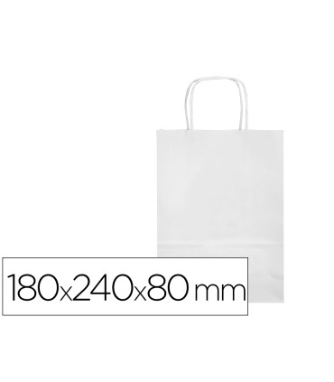 Bolsa papel q connect celulosa blanco xs con asa retorcida 180x240x80 mm