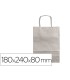 Bolsa papel q connect kraft plata xs con asa retorcida 180x240x80 mm