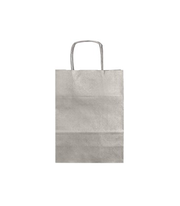 Bolsa papel q connect kraft plata xs con asa retorcida 180x240x80 mm