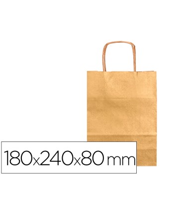 Bolsa papel q connect kraft oro xs con asa retorcida 180x240x80 mm