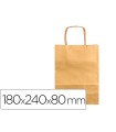 Bolsa papel q-connect kraft oro xs con asa retorcida 180x240x80 mm