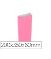 Sobre papel basika celulosa rosa con fuelle m 200x350x60 mm paquete de 25 unidades