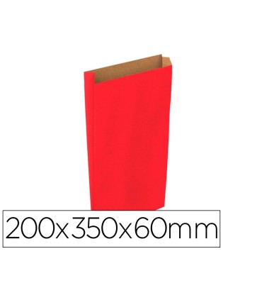 Sobre papel basika kraft rojo con fuelle m 200x350x60 mm paquete de 25 unidades