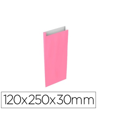 Sobre papel basika celulosa rosa con fuelle xs 120x250x30 mm paquete de 25 unidades