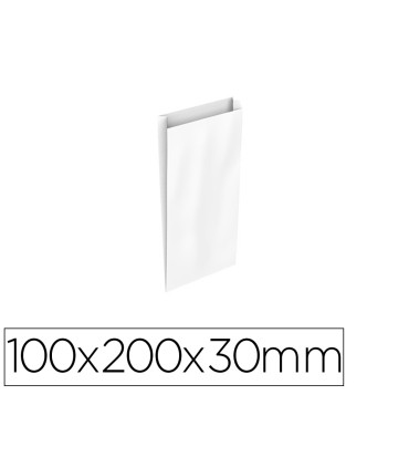 Sobre papel basika celulosa blanco con fuelle xxs 100x200x30 mm paquete de 25 unidades