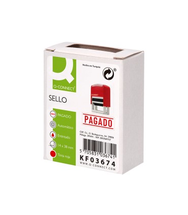 Sello entintado automatico q connect pagado almohadilla 14x38 mm color rojo