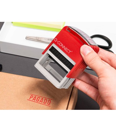 Sello entintado automatico q connect pagado almohadilla 14x38 mm color rojo
