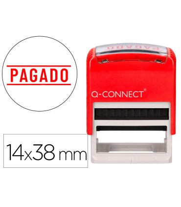 Sello entintado automatico q connect pagado almohadilla 14x38 mm color rojo