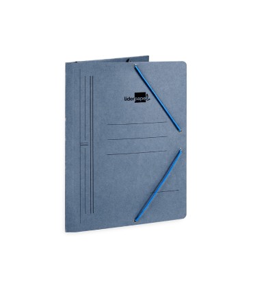 Carpeta liderpapel gomas folio 3 solapas carton pintado azul 410 g m2