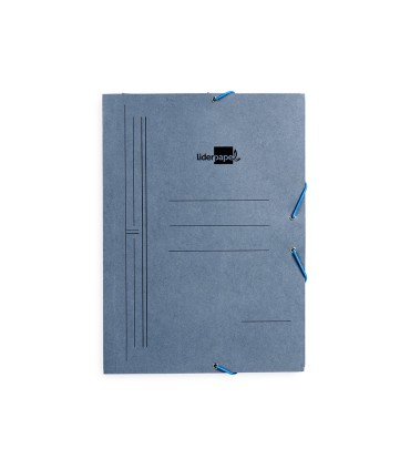 Carpeta liderpapel gomas folio 3 solapas carton pintado azul 410 g m2