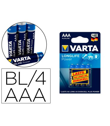 Pila varta alcalina longlife power aaa tipo lr 03 blister de 4 unidades