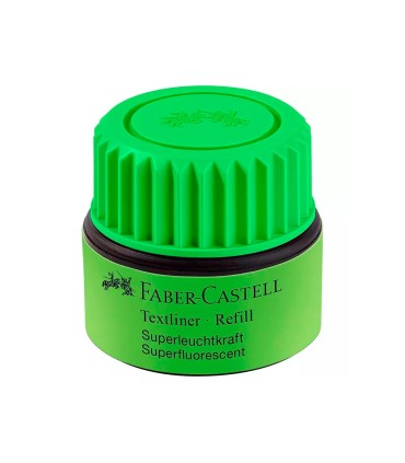 Tinta rotulador faber castell textliner fluorescente 1549 con sistema capilar color verde bote 30 ml