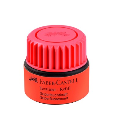 Tinta rotulador faber castell textliner fluorescente 1549 con sistema capilar color rojo bote 30 ml