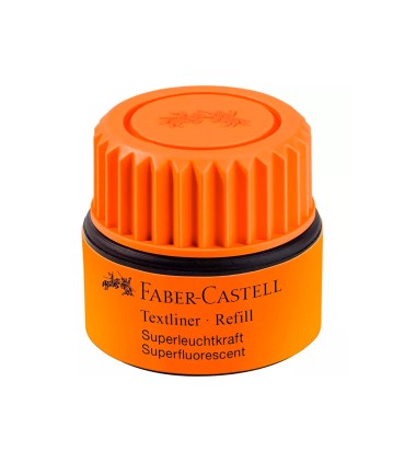 Tinta rotulador faber castell textliner fluorescente 1549 con sistema capilar color naranja bote 30 ml