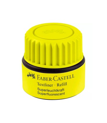 Tinta rotulador faber castell textliner fluorescente 1549 con sistema capilar color amarillo bote 30 ml