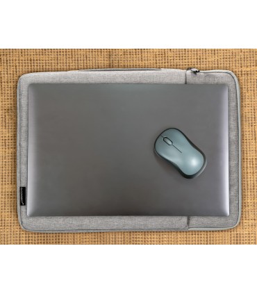 Funda para portatil q connect 133 con asa 1 bolsillo exterior con cremallera color gris 350x250x25 mm