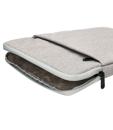 Funda para portatil q connect 133 con asa 1 bolsillo exterior con cremallera color gris 350x250x25 mm