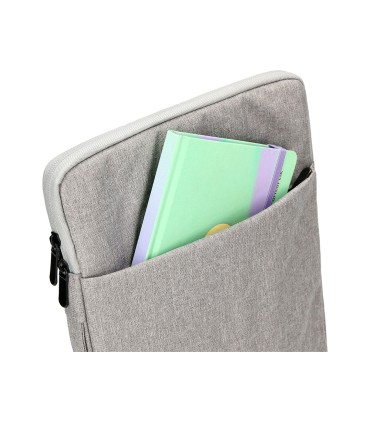 Funda para portatil q connect 133 con asa 1 bolsillo exterior con cremallera color gris 350x250x25 mm