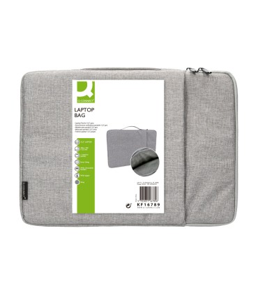 Funda para portatil q connect 133 con asa 1 bolsillo exterior con cremallera color gris 350x250x25 mm