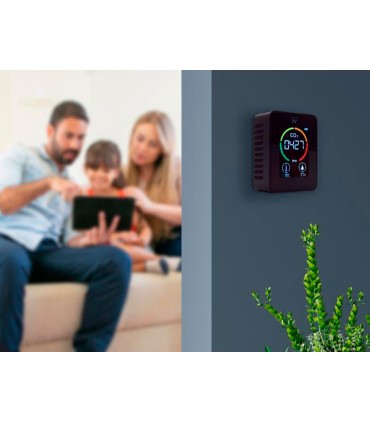 Medidor de co2 ewent pantalla led color detector calidad aire con indicador de temperatura y humedad usb c