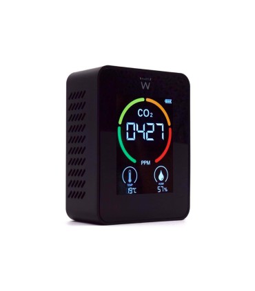 Medidor de co2 ewent pantalla led color detector calidad aire con indicador de temperatura y humedad usb c