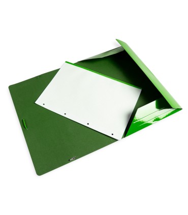 Carpeta liderpapel gomas folio 3 solapas carton plastificado color verde