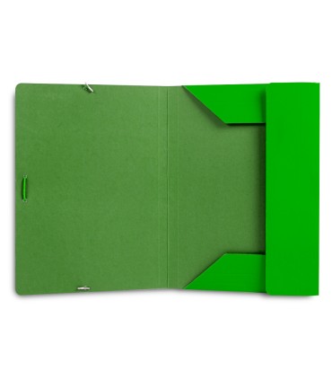 Carpeta liderpapel gomas folio 3 solapas carton plastificado color verde