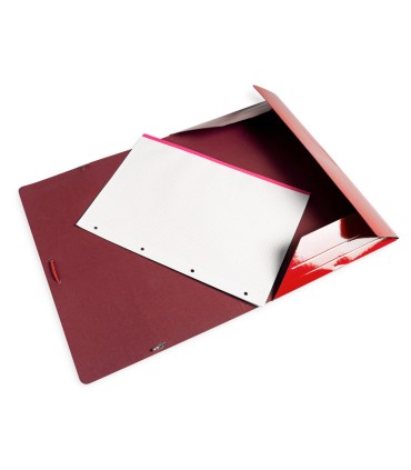 Carpeta liderpapel gomas folio 3 solapas carton plastificado color rojo