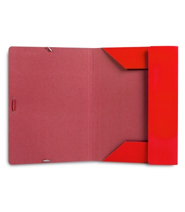 Carpeta liderpapel gomas folio 3 solapas carton plastificado color rojo