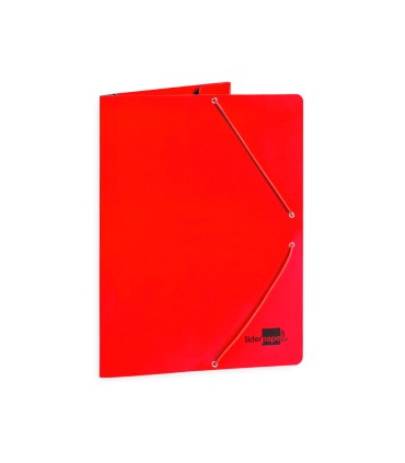 Carpeta liderpapel gomas folio 3 solapas carton plastificado color rojo