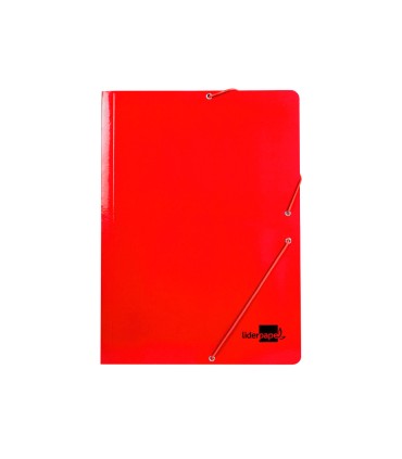 Carpeta liderpapel gomas folio 3 solapas carton plastificado color rojo