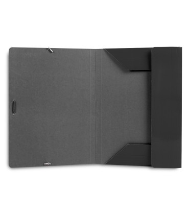 Carpeta liderpapel gomas folio 3 solapas carton plastificado color negro