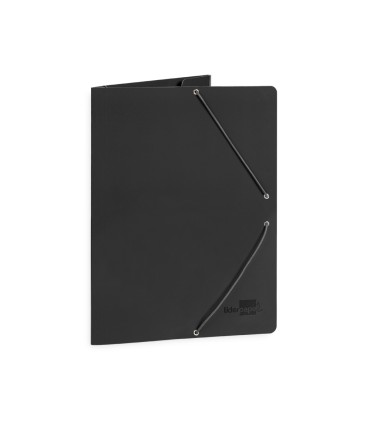 Carpeta liderpapel gomas folio 3 solapas carton plastificado color negro