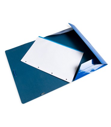 Carpeta liderpapel gomas folio 3 solapas carton plastificado color azul