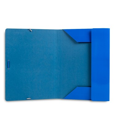 Carpeta liderpapel gomas folio 3 solapas carton plastificado color azul