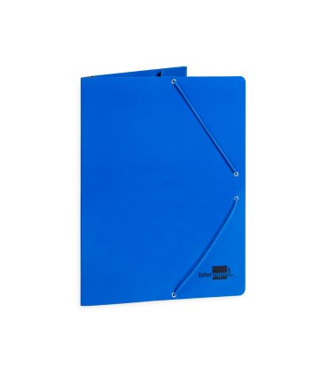 Carpeta liderpapel gomas folio 3 solapas carton plastificado color azul