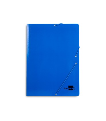 Carpeta liderpapel gomas folio 3 solapas carton plastificado color azul