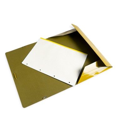 Carpeta liderpapel gomas folio 3 solapas carton plastificado color amarillo