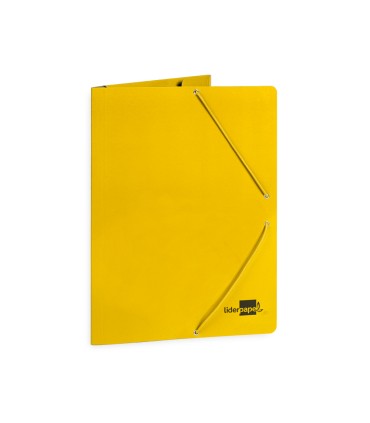 Carpeta liderpapel gomas folio 3 solapas carton plastificado color amarillo