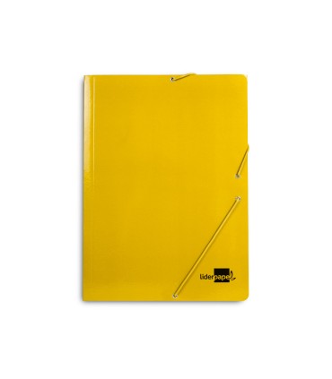 Carpeta liderpapel gomas folio 3 solapas carton plastificado color amarillo