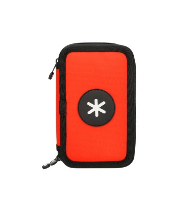 Plumier escolar antartik triple cremallera color rojo 36 piezas
