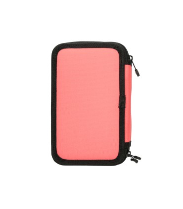 Plumier escolar antartik triple cremallera color coral 36 piezas
