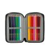 Plumier escolar antartik triple cremallera color azul 36 piezas