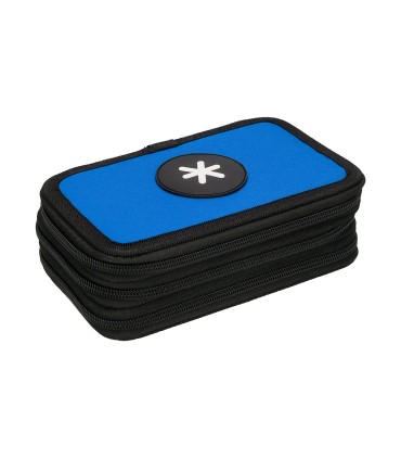 Plumier escolar antartik triple cremallera color azul 36 piezas