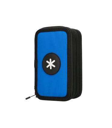 Plumier escolar antartik triple cremallera color azul 36 piezas