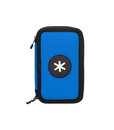 Plumier escolar antartik triple cremallera color azul 36 piezas